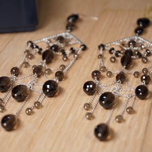 Ralph Lauren Chain Earrings Sterling Silver Topaz Stones OS Brand New